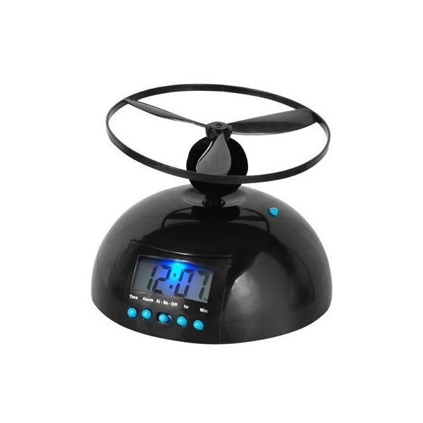 Zinnor Flying Helicopter Novelty Alarm Clock Crazy UFO Propeller Fly LCD Digital Alarm Clock Gadget,Backlight 